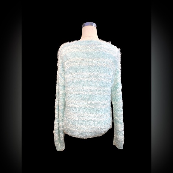 Apt. 9 Blue White With Silver Sequence Long Sleeve Pullover Sweater - Picture 3 of 4